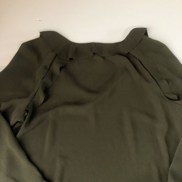 Banana Republic Blouse Ruffle V- Neck & Ruffle 2 Layer Wrist Green Tag Size XS - Picture 10 of 15